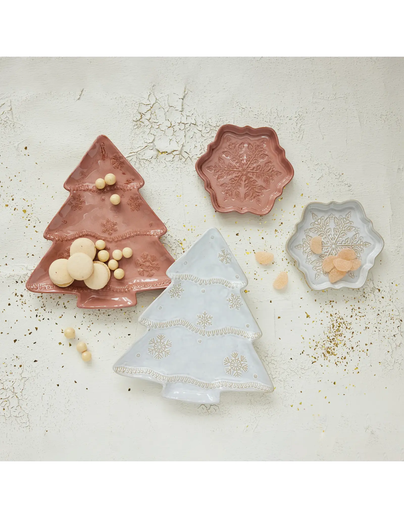 Stoneware Snowflake Shaped Plate, 2 Colours