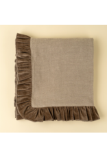 Velvet Ruffle Linen Throw, Chocolate