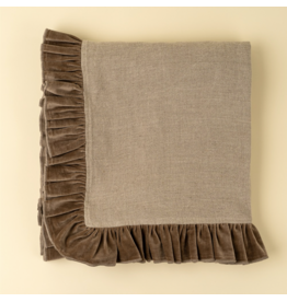 Velvet Ruffle Linen Throw, Chocolate