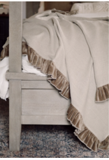 Velvet Ruffle Linen Throw, Chocolate