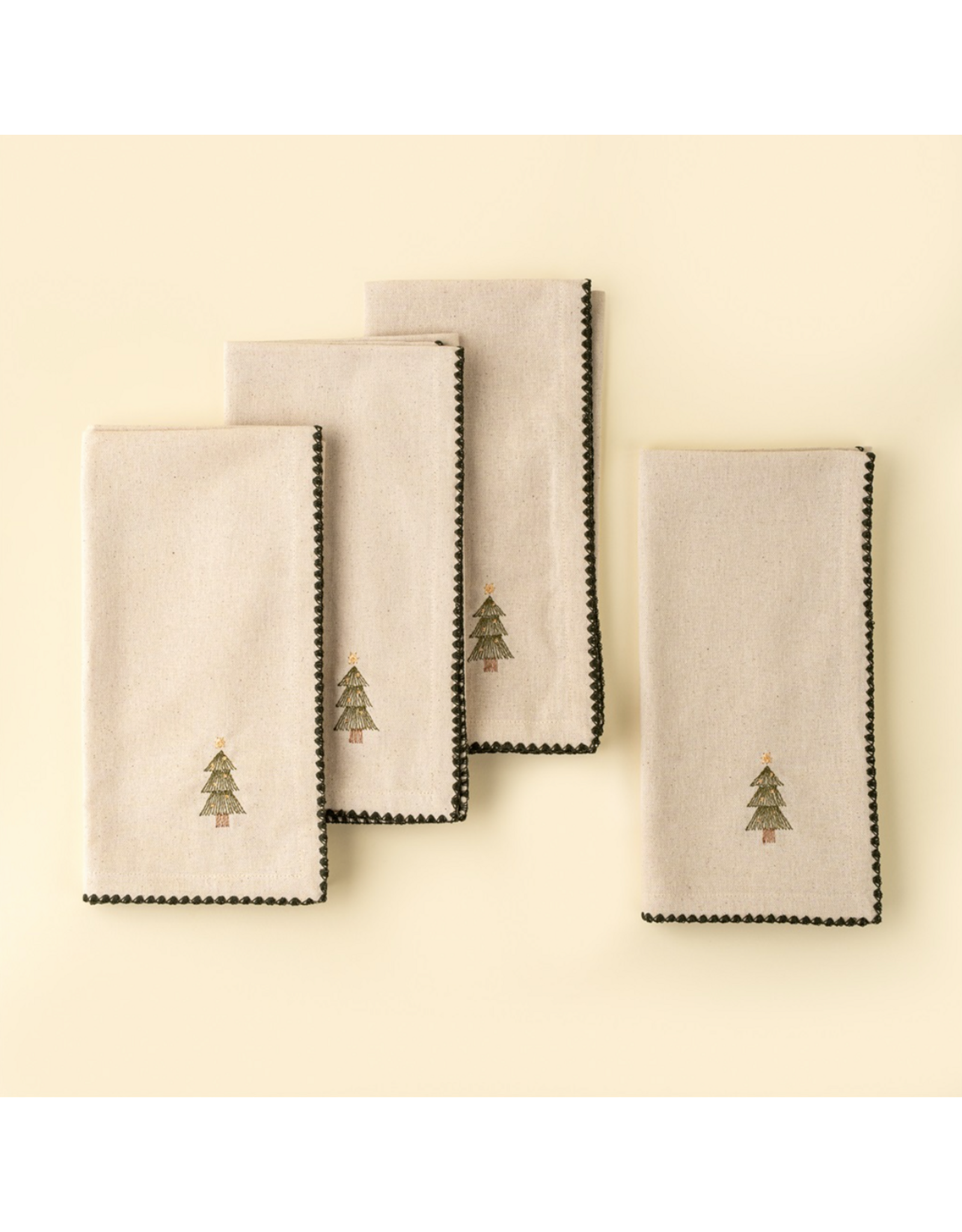 Festive Tree Embroidered Napkins S/4