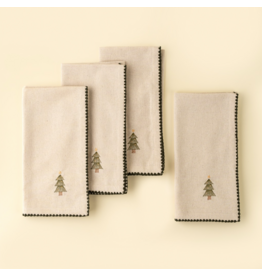 Festive Tree Embroidered Napkins S/4