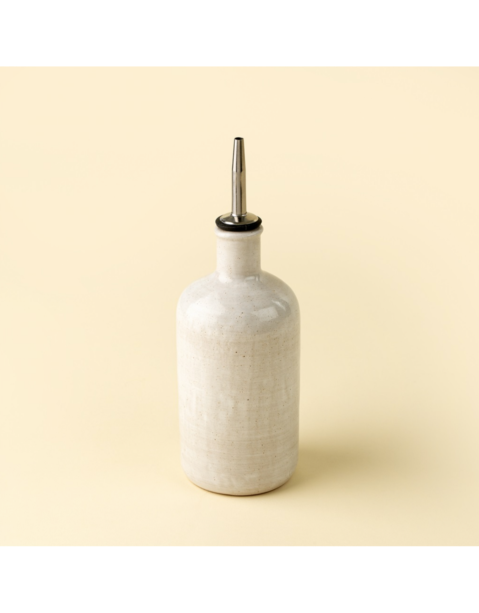 Stoneware Vinegar Cruet, Rustic White