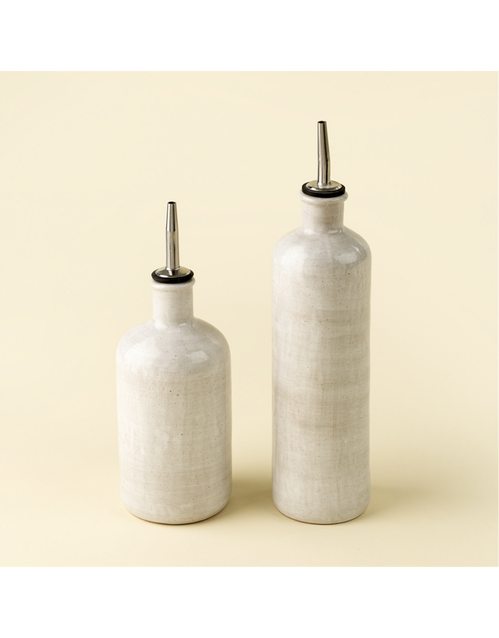 Stoneware Vinegar Cruet, Rustic White