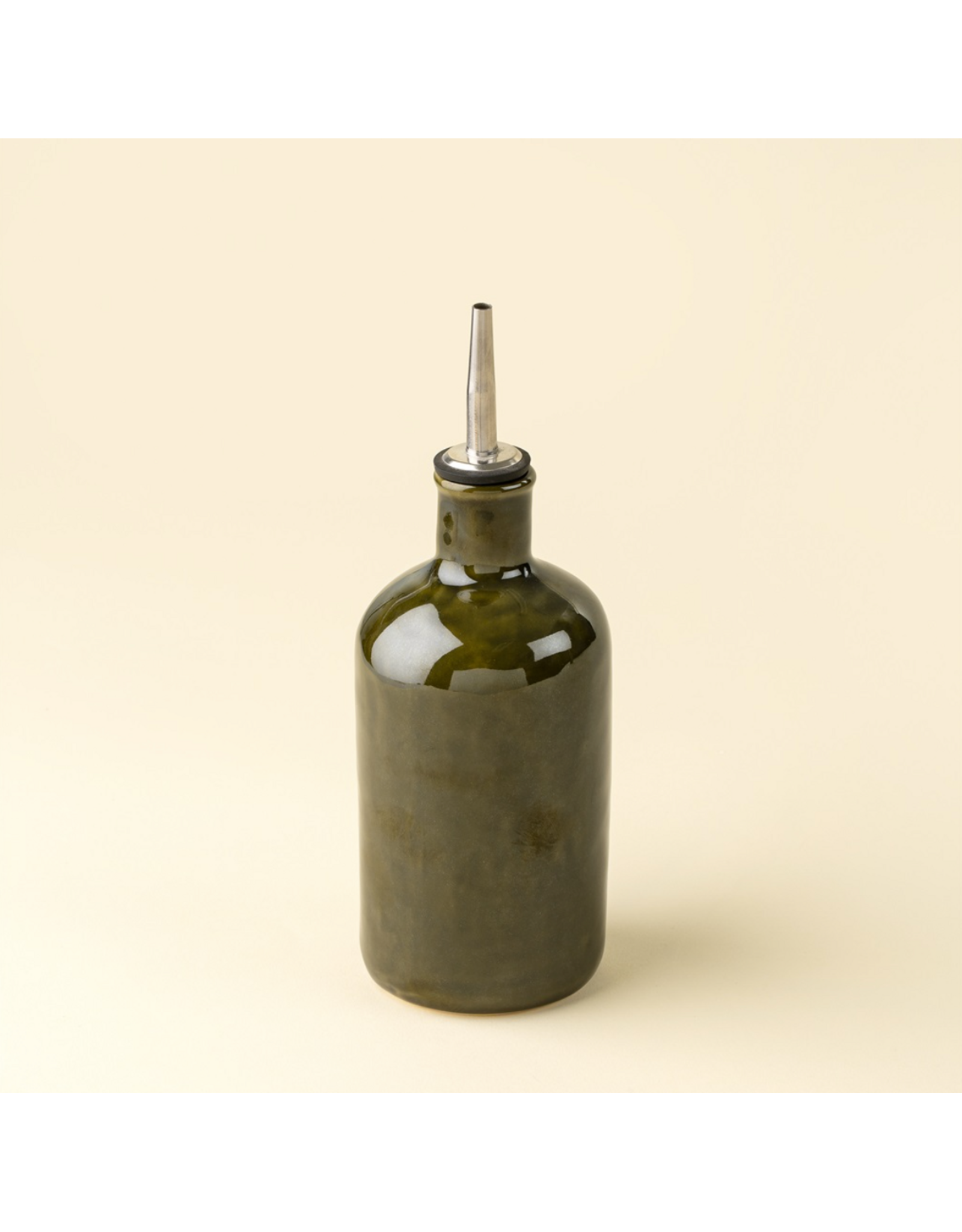 Stoneware Vinegar Cruet, Deep Green