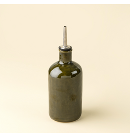 Stoneware Vinegar Cruet, Deep Green