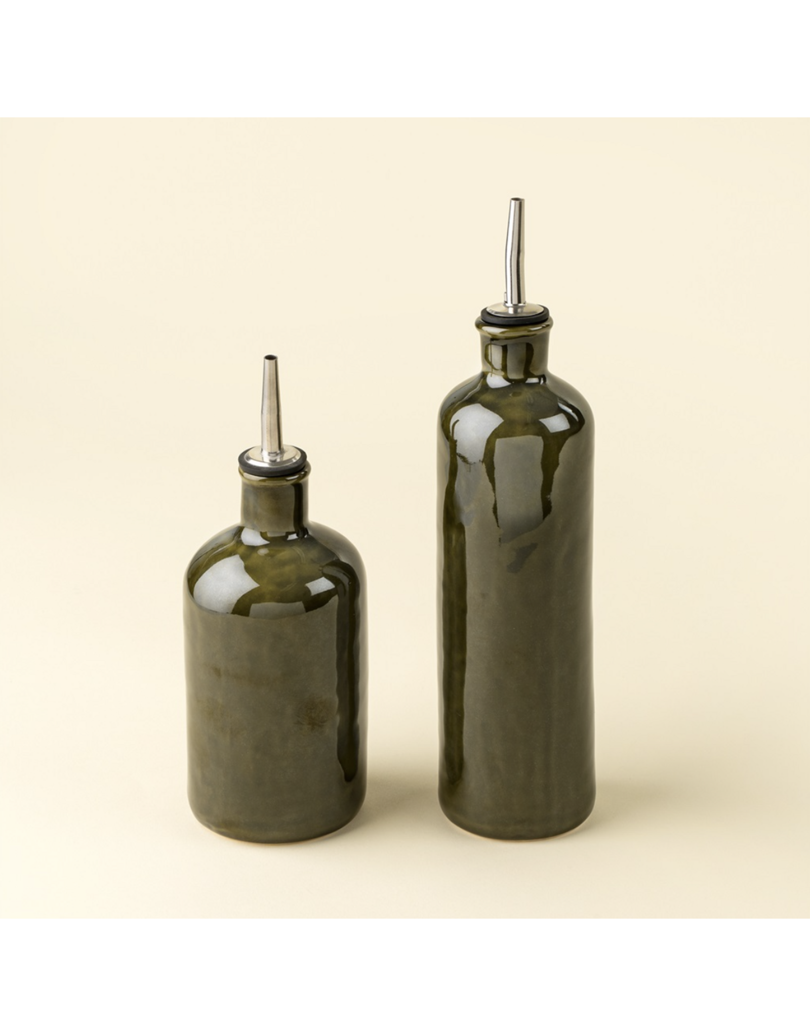 Stoneware Vinegar Cruet, Deep Green
