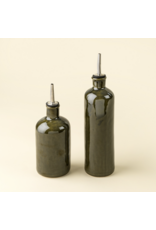 Stoneware Olive Oil Cruet, Deep Green
