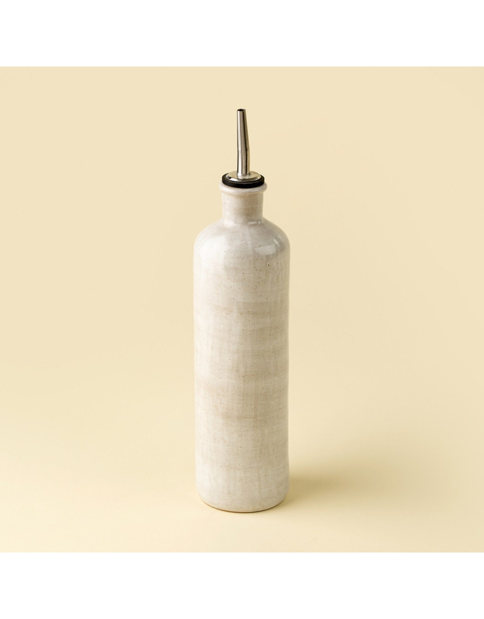 Stoneware Olive Oil Cruet, Rustic White