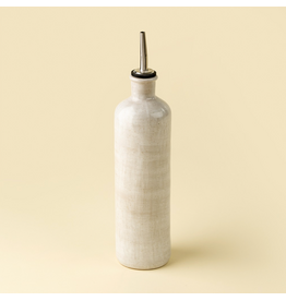 Stoneware Olive Oil Cruet, Rustic White