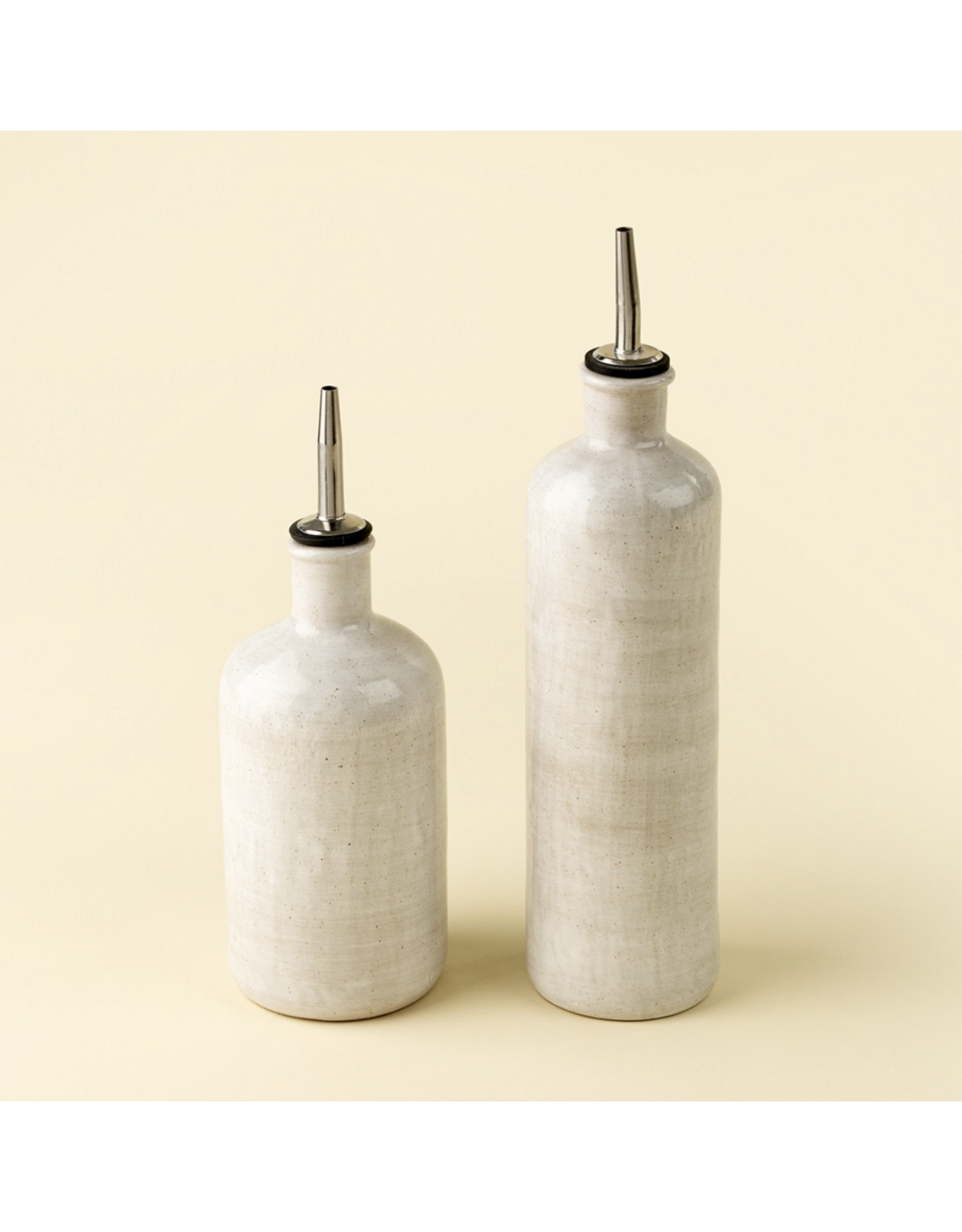 Stoneware Olive Oil Cruet, Rustic White