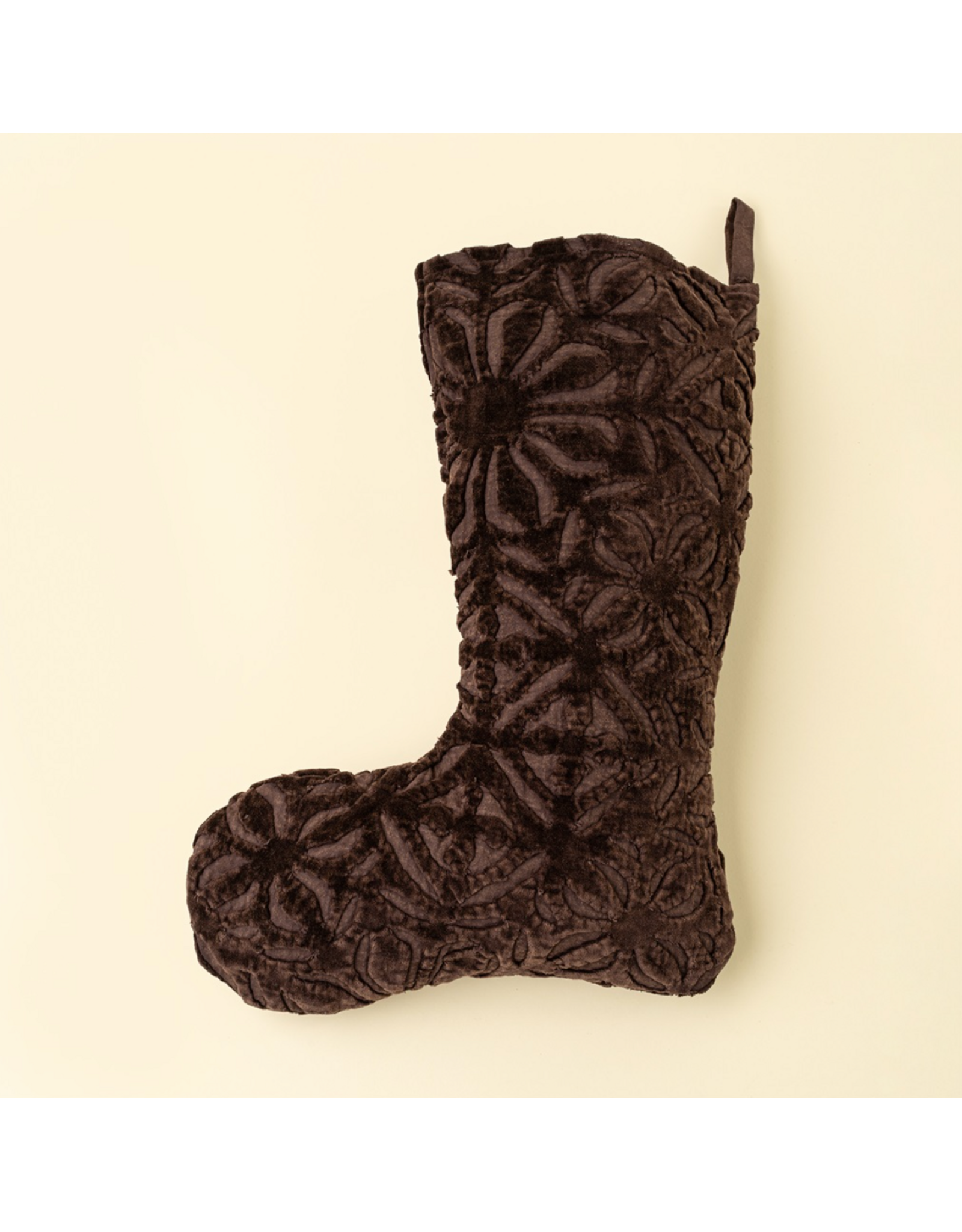 Velvet Cutwork Stocking, Sangria