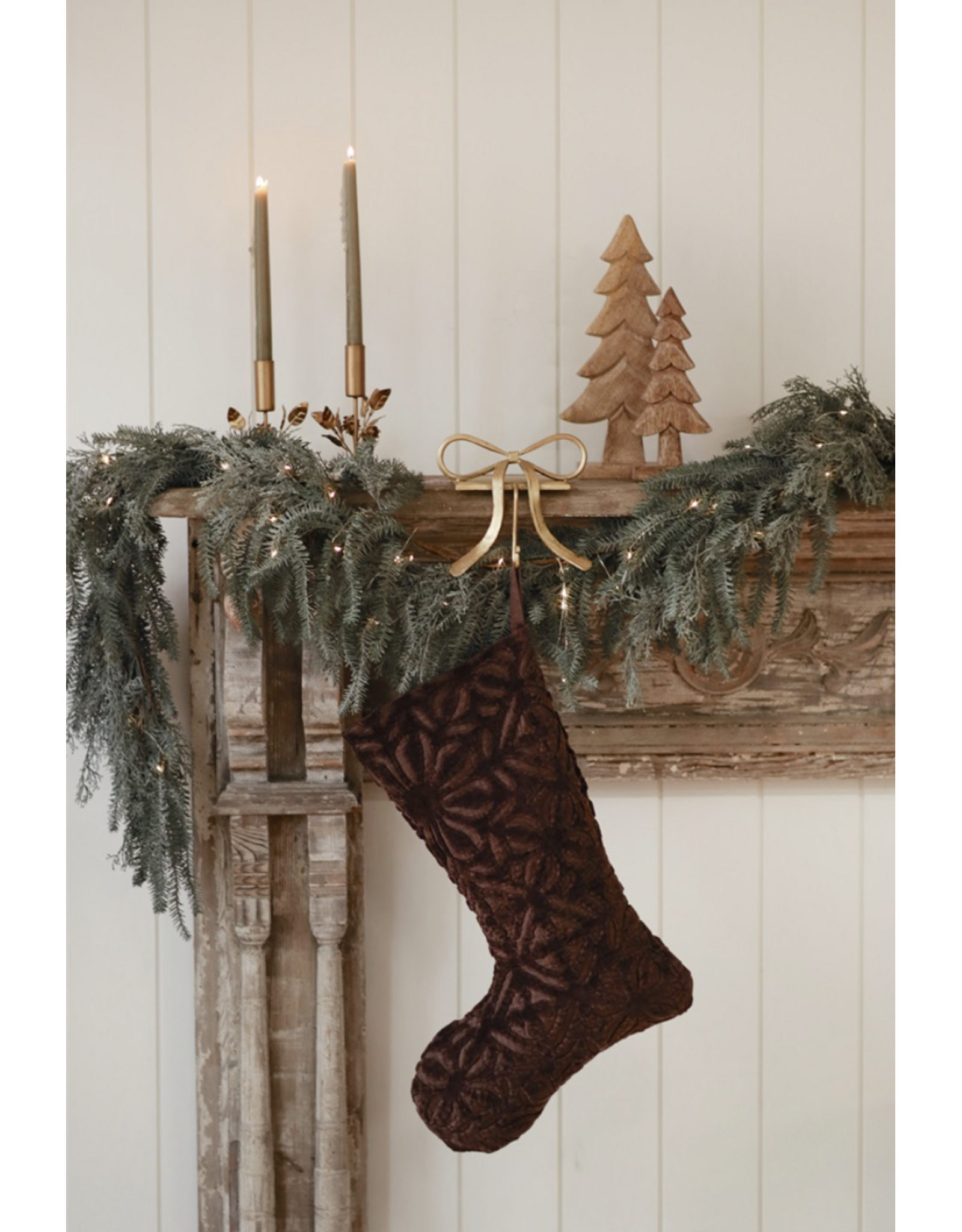 Velvet Cutwork Stocking, Sangria