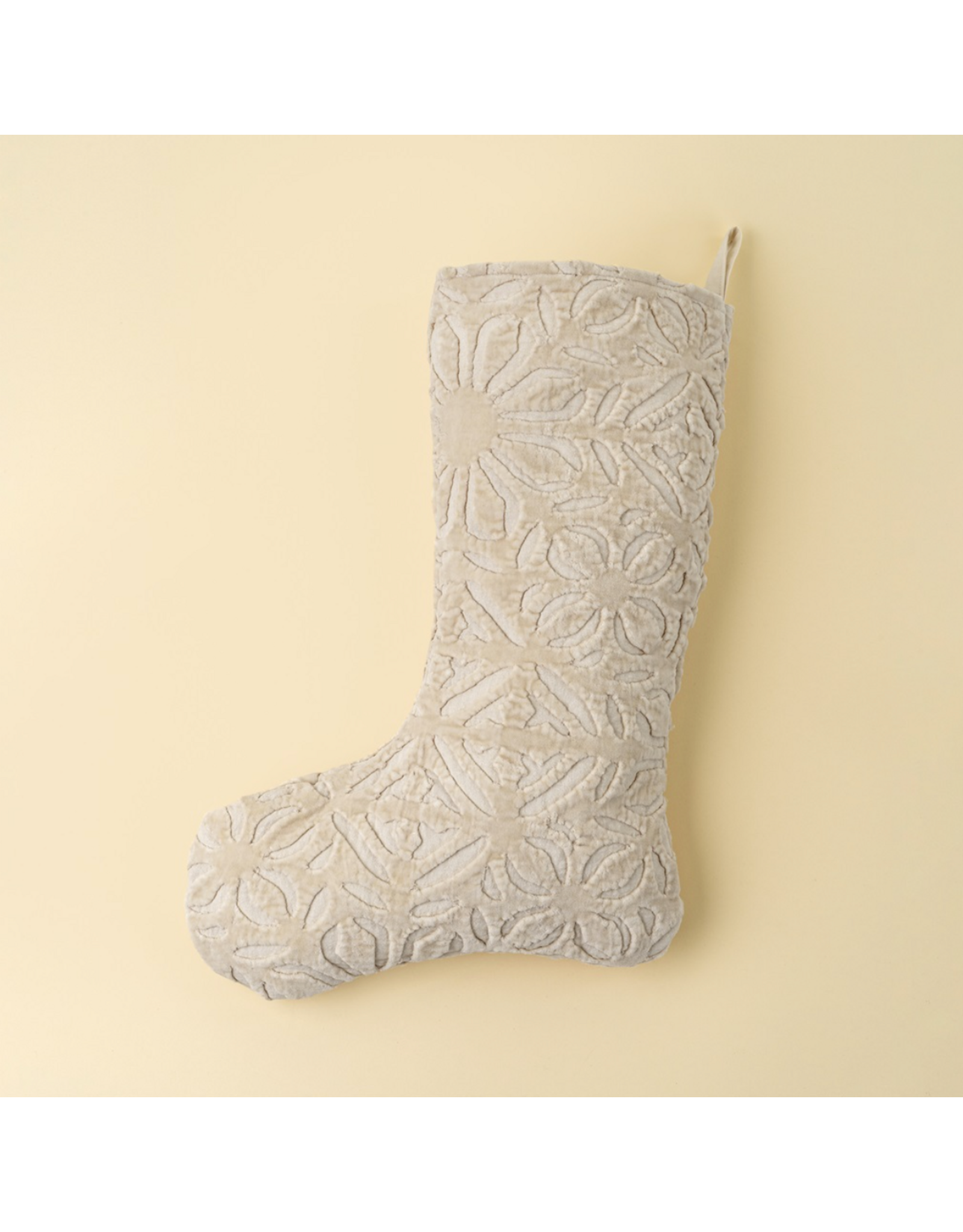 Velvet Cutwork Stocking, Ivory