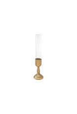 Metal Taper Holder with Glass Hurricane, S/2