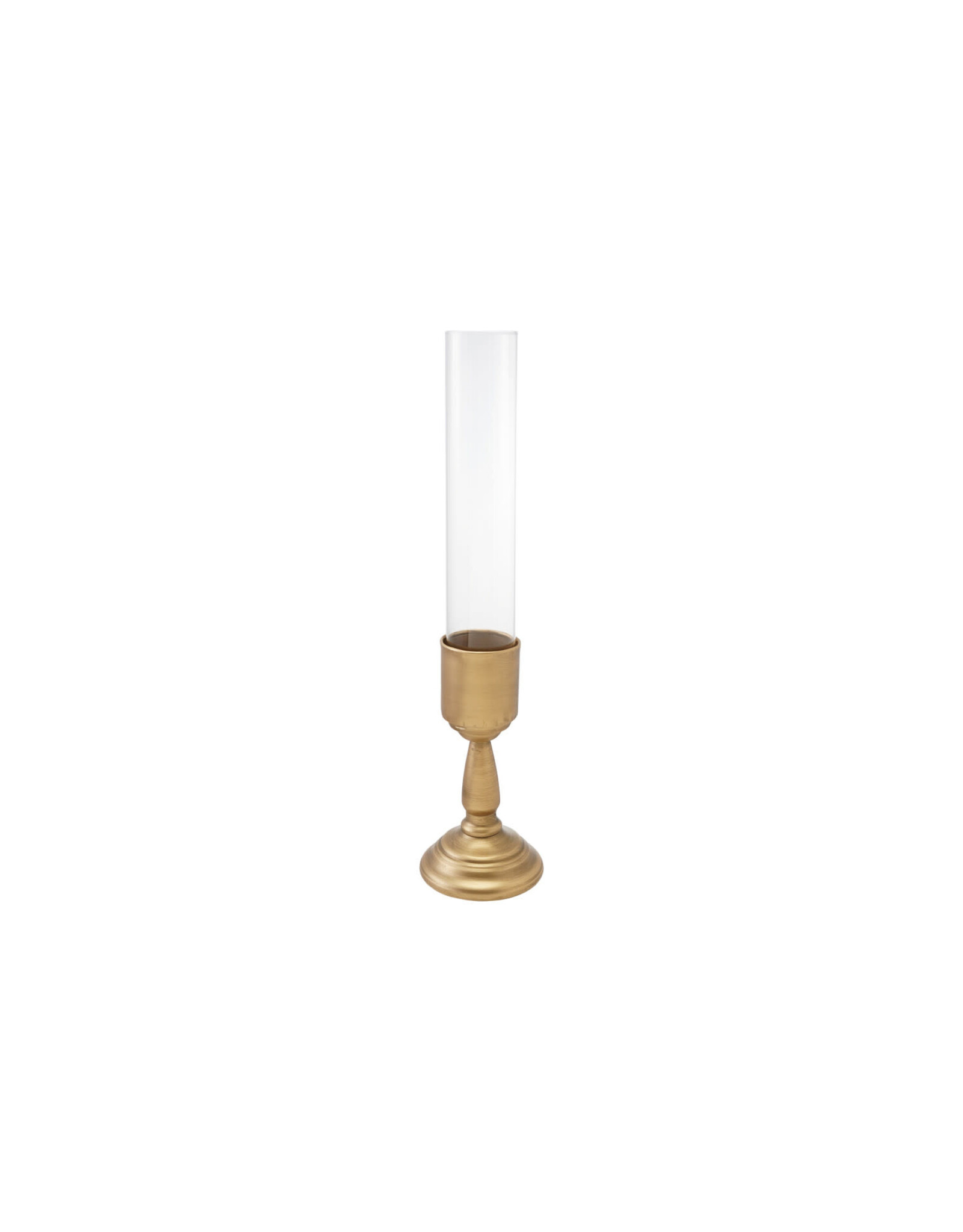 Metal Taper Holder with Glass Hurricane, S/2