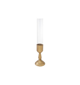 Metal Taper Holder with Glass Hurricane, S/2