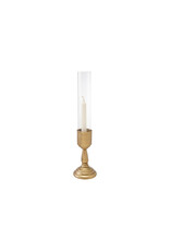 Metal Taper Holder with Glass Hurricane, S/2