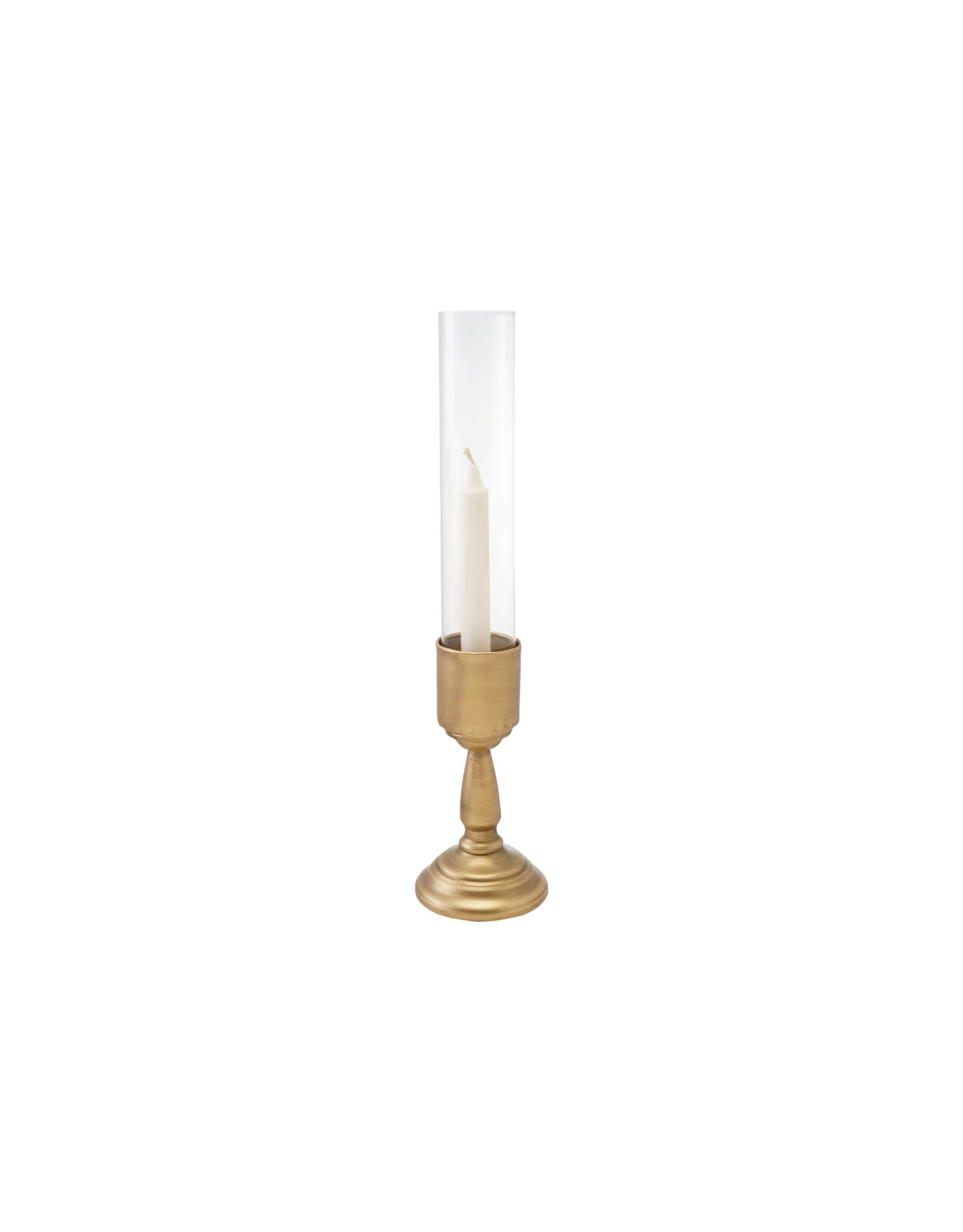 Metal Taper Holder with Glass Hurricane, S/2