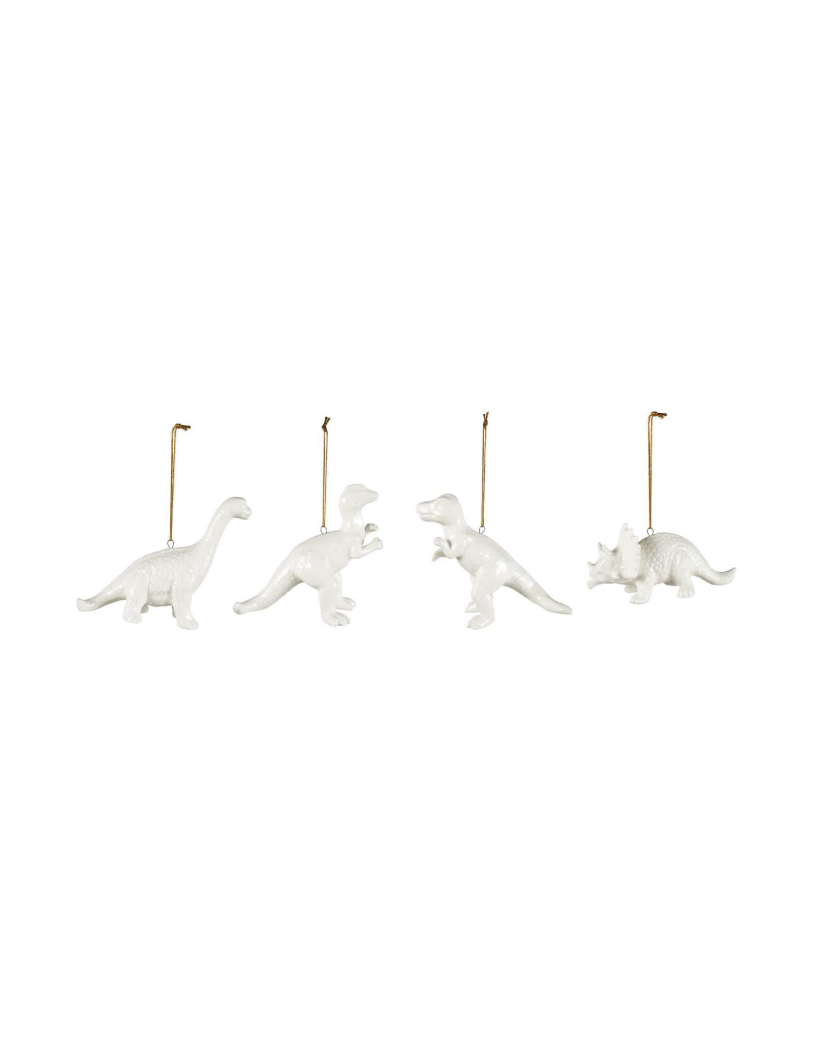 Stoneware Dinosaur Ornament, White, 4 Styles