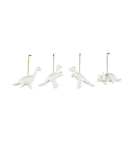 Stoneware Dinosaur Ornament, White, 4 Styles