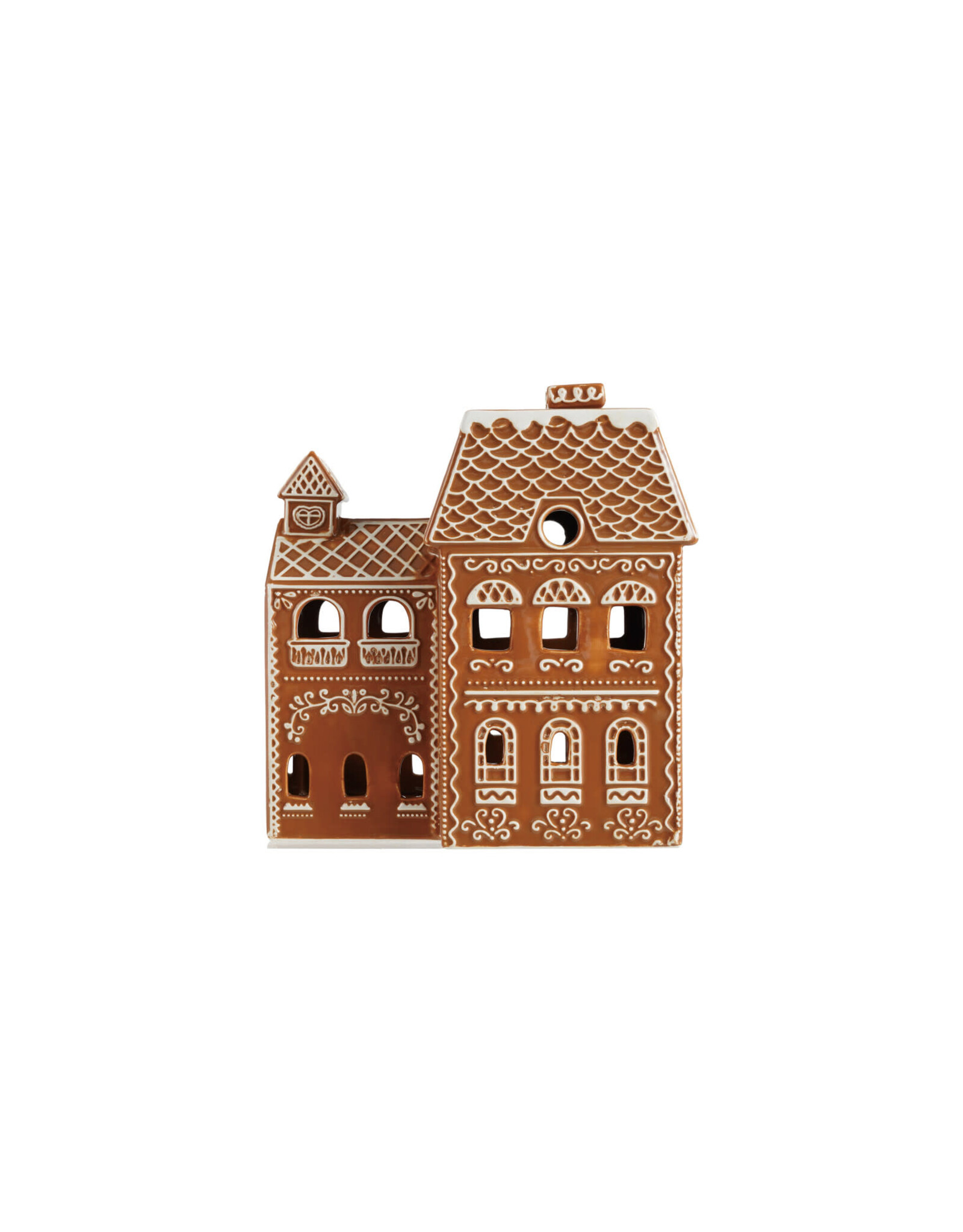 Hand-Painted Ceramic Gingerbread House with Embossed Design