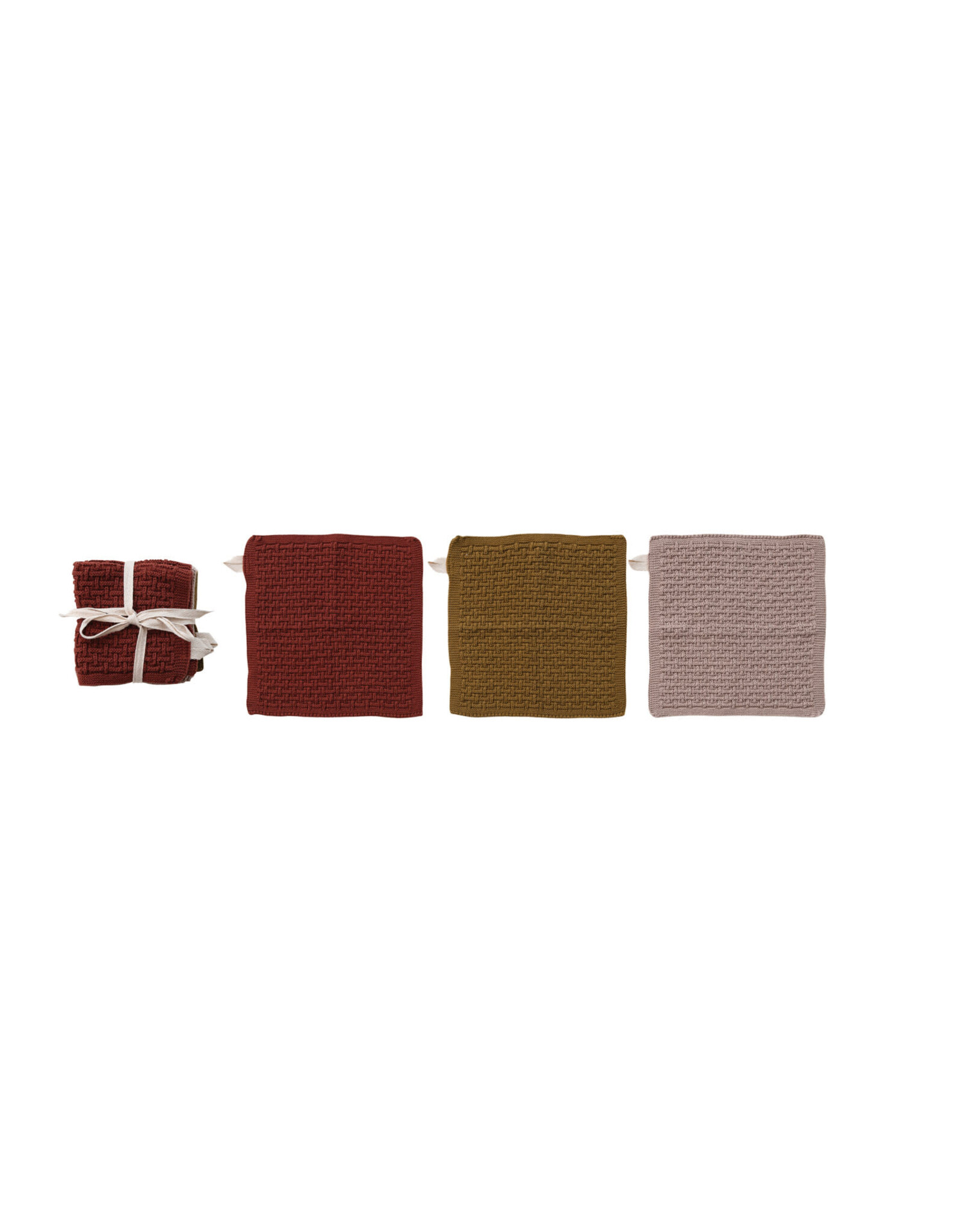 Cotton Knit Dish Cloths, S/3