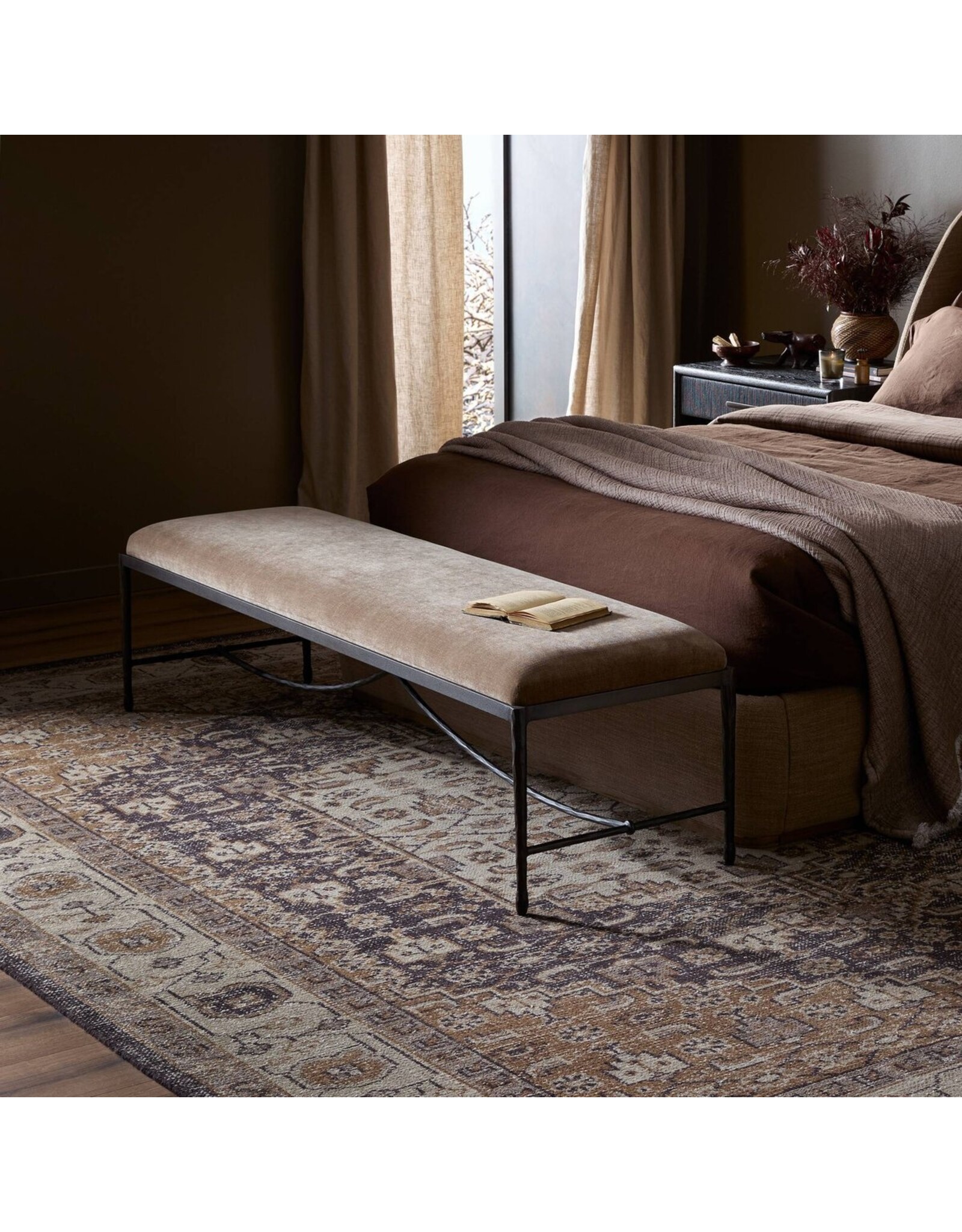 Jade Accent Bench in Altair Mushroom 70.5"