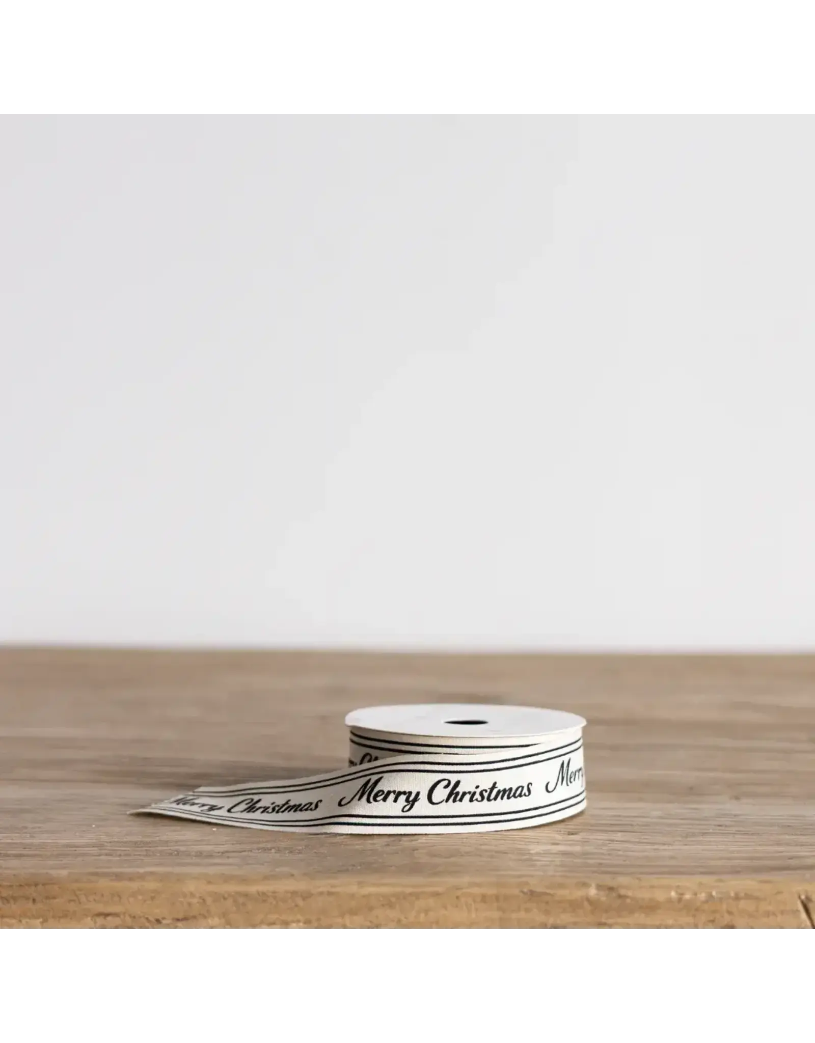 Black Cursive Writing Merry Christmas Ribbon