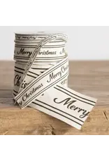 Olive Green Cursive Writing Merry Christmas Ribbon