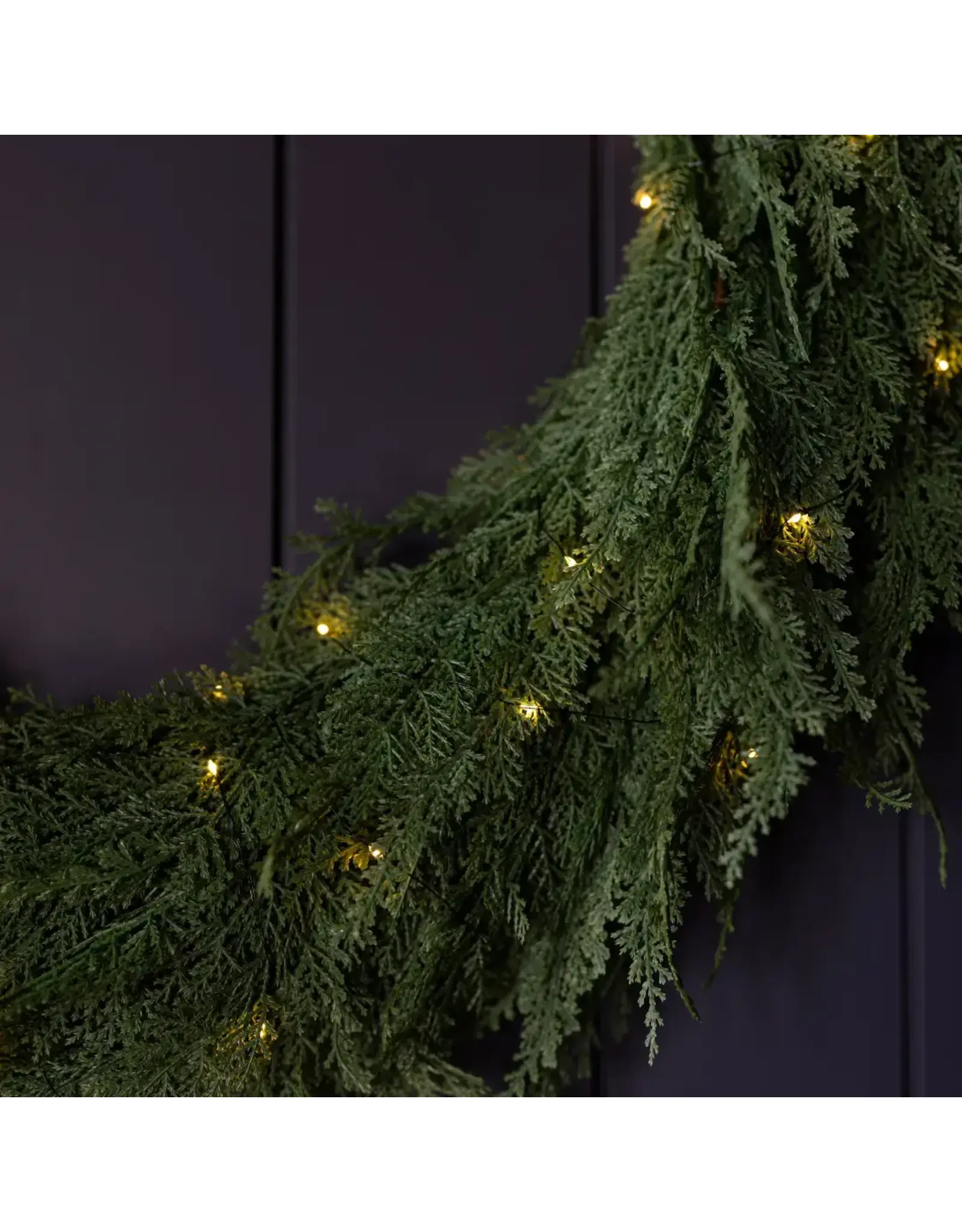 Cypress Leaf Full Real Touch Pre Lit Garland - 15 ft