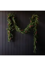 Red Plum Berry Norfolk Cypress Pre Lit Garland, 15 ft