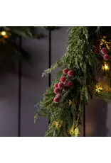 Red Plum Berry Norfolk Cypress Pre Lit Garland, 15 ft