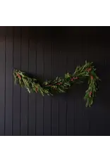 Red Plum Berry Norfolk Cypress Pre Lit Garland - 6 ft