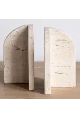 Beige Travertine Bookend, Pair