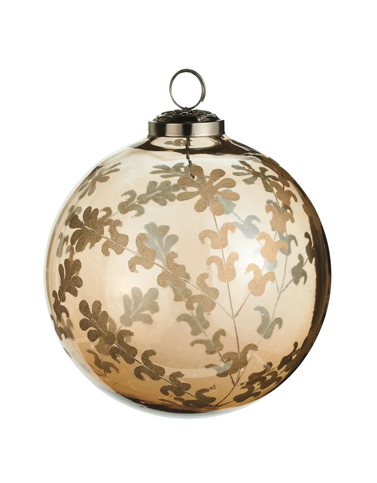 Etched Floral Pattern Ball Ornament