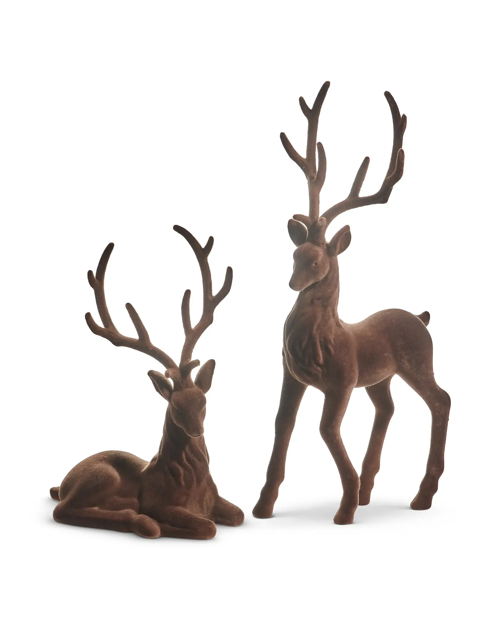 21" Brown Flocked Deer, Standing