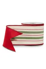 4" X 10 Yds Yuletide Stripes Wired Ribbon