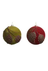 5" Flocked Glitter Pinecone Ball Ornament