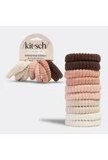 Recycled Fabric Ribbed Hair Elastics, Blush 10pc Set