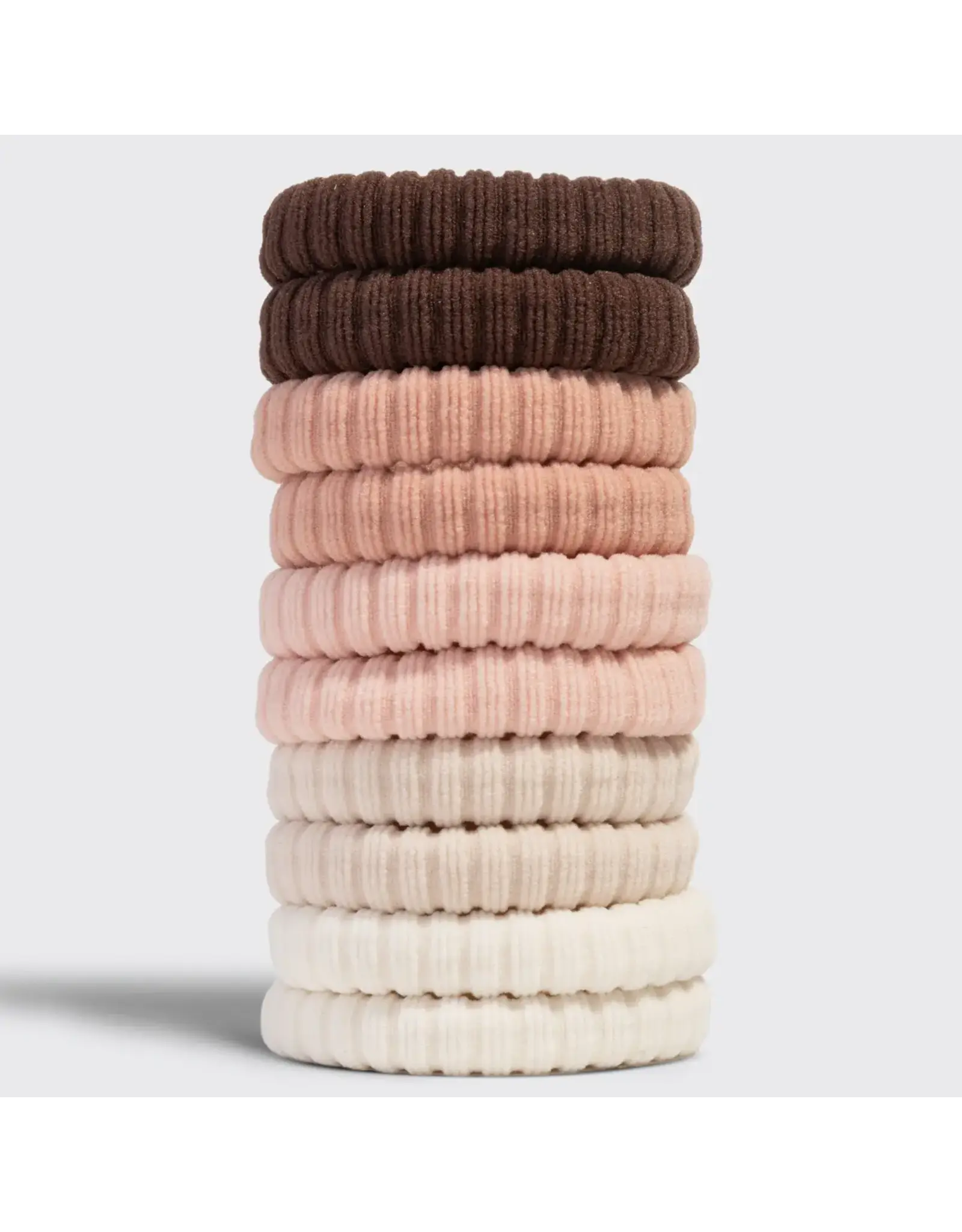 Recycled Fabric Ribbed Hair Elastics, Blush 10pc Set
