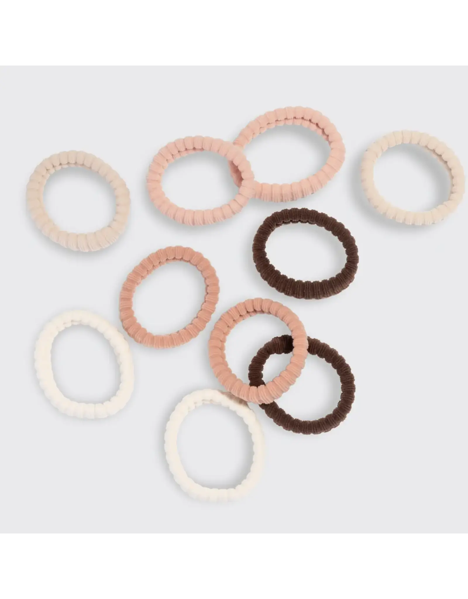 Recycled Fabric Ribbed Hair Elastics, Blush 10pc Set