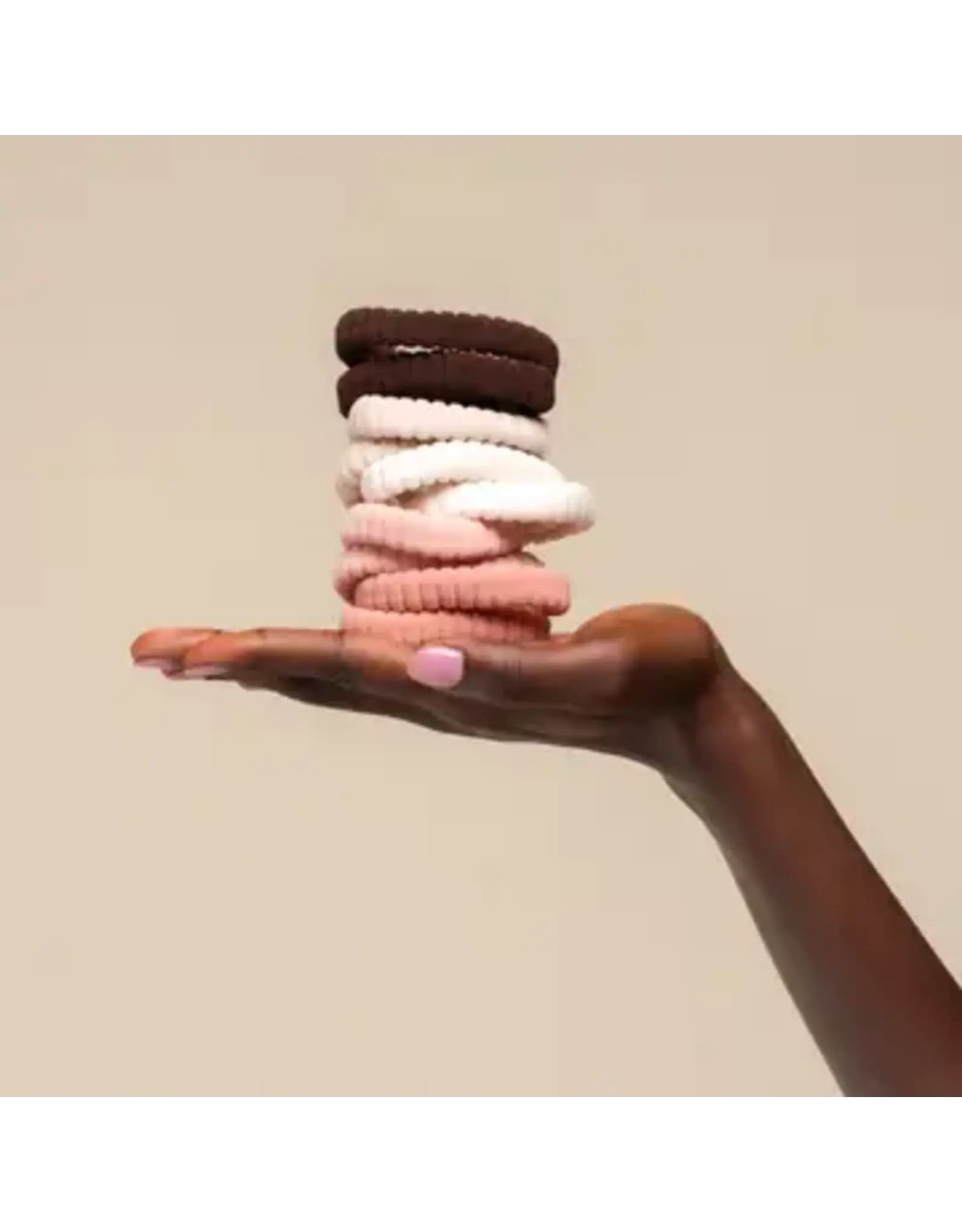 Recycled Fabric Ribbed Hair Elastics, Blush 10pc Set