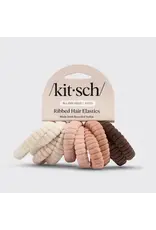 Recycled Fabric Ribbed Hair Elastics, Blush 10pc Set