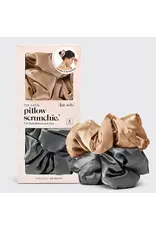 Satin Sleep Pillow Scrunchies, Charcoal/ Gold