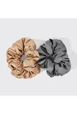 Satin Sleep Pillow Scrunchies, Charcoal/ Gold