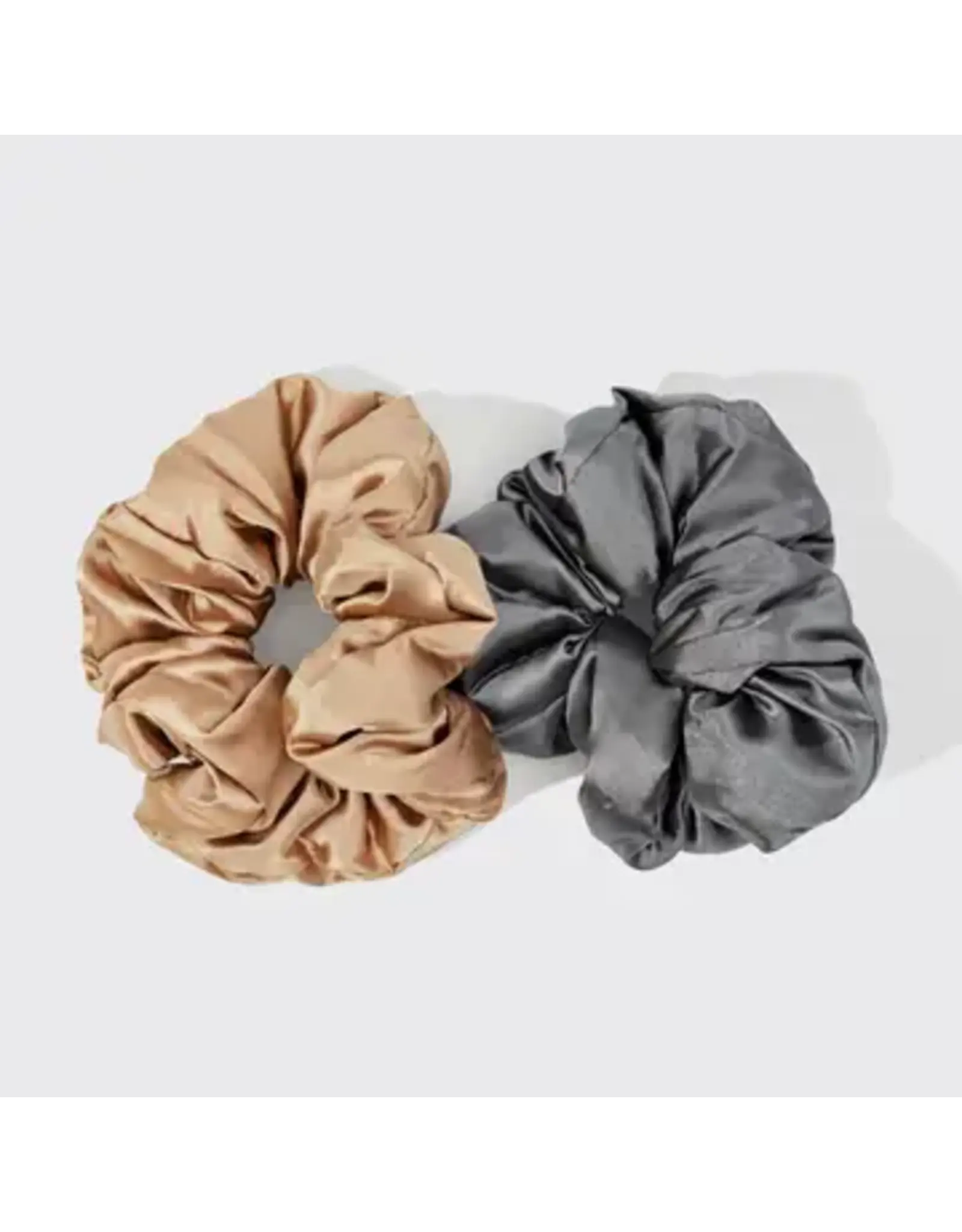 Satin Sleep Pillow Scrunchies, Charcoal/ Gold