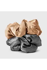 Satin Sleep Pillow Scrunchies, Charcoal/ Gold