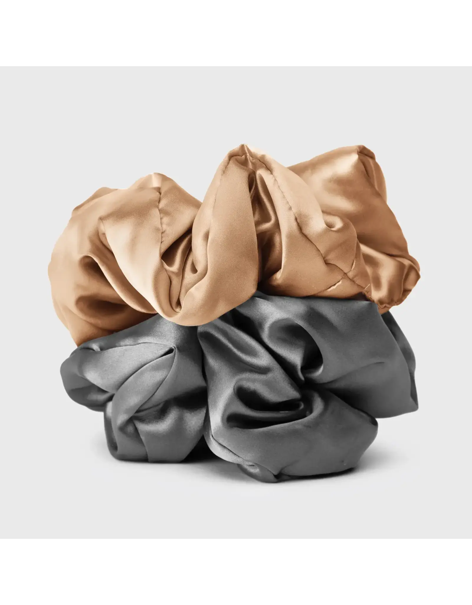 Satin Sleep Pillow Scrunchies, Charcoal/ Gold