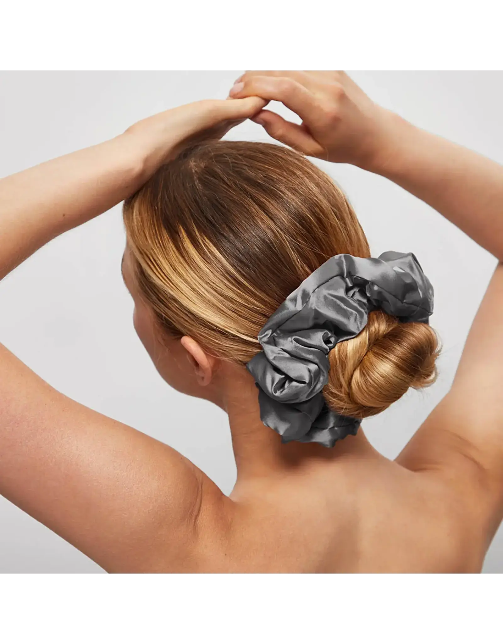 Satin Sleep Pillow Scrunchies, Charcoal/ Gold